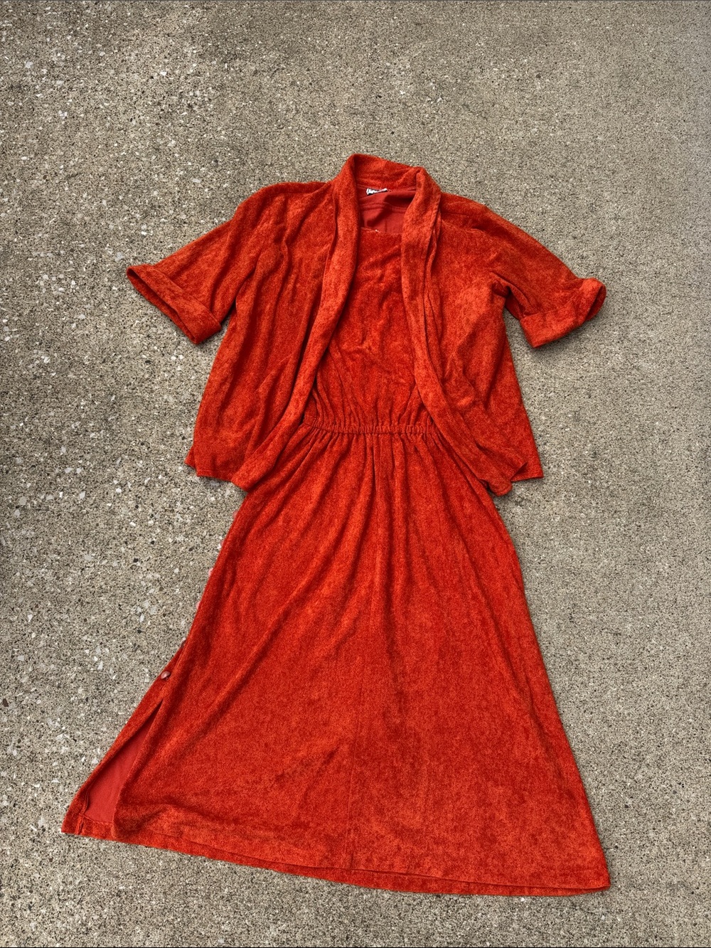 Vintage 70s Greg’s Place Terrycloth Shirt Waist Dress Set